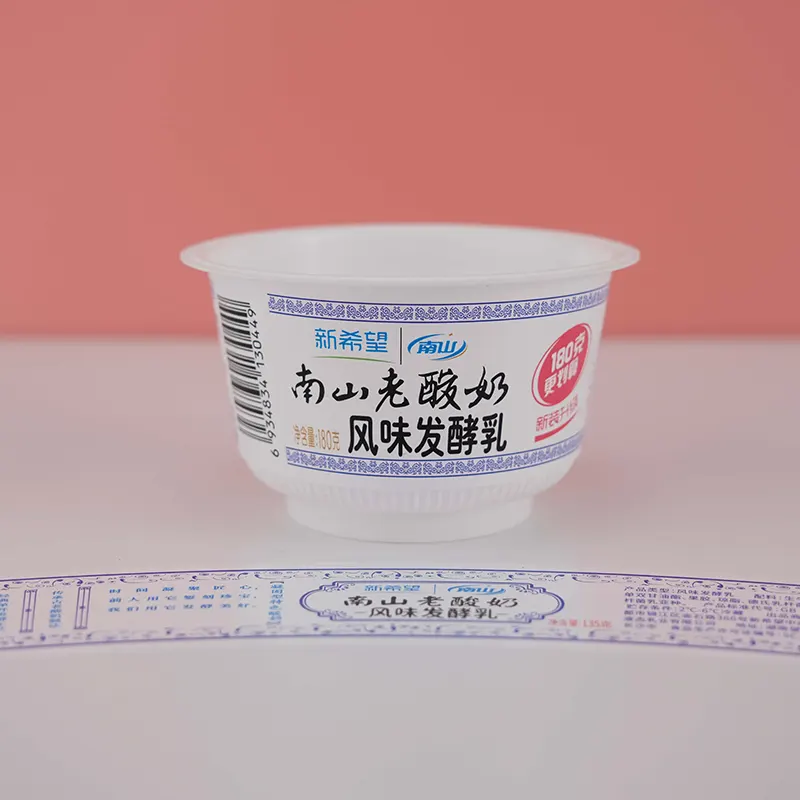 IML Label PP Yoghurt Cup från formsprutning